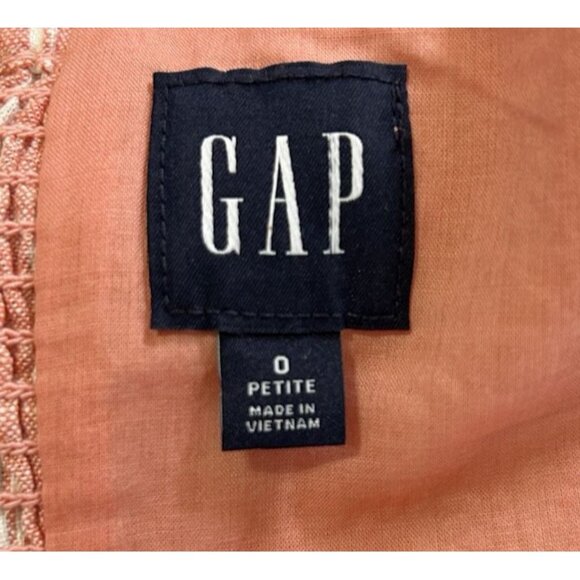 GAP Linen Blend Empire Waist Maxi Orange Coral Stripe Dress Size 0 Petite - Picture 8 of 8